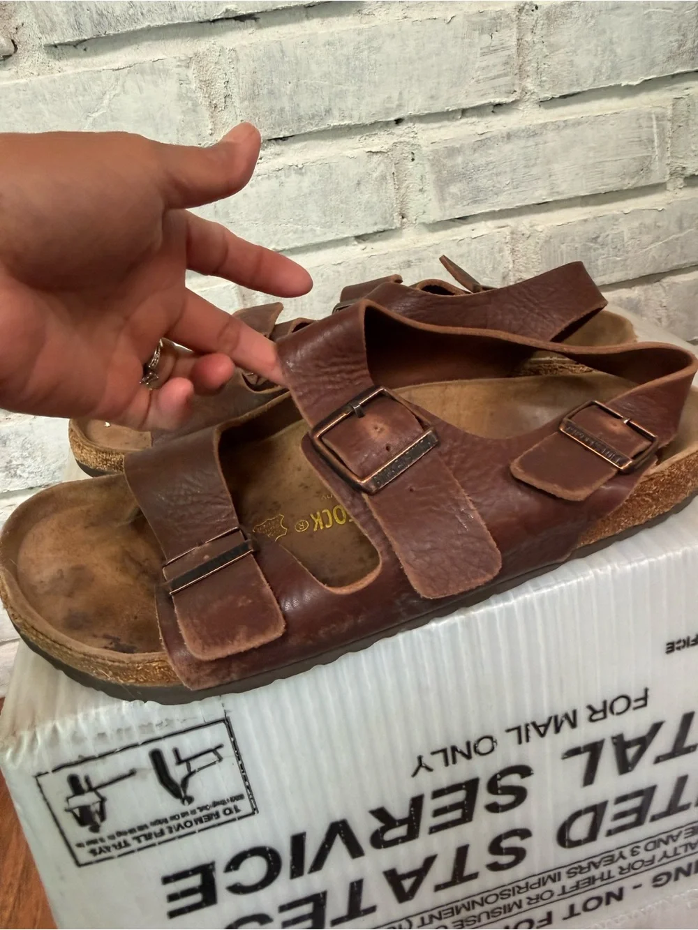 Birkenstock Brown Leather Double Buckle Kids Sandals